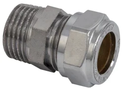 Forkrommede^ Klemring union rett 15mmx1/2" Krom