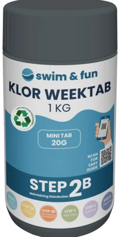 Bassengtilbehør & Pleie^Swim & Fun Klor WeekTab langsom klor 1 kg -