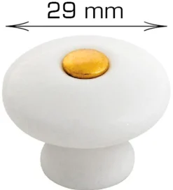 Grep & Hengsler^Home it Knott porselen hvit/gull 29 mm - 2 stk.