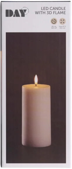 Dekorativ Belysning - Innendørs^DAY Kubbelys med 3D LED-flamme H15 cm