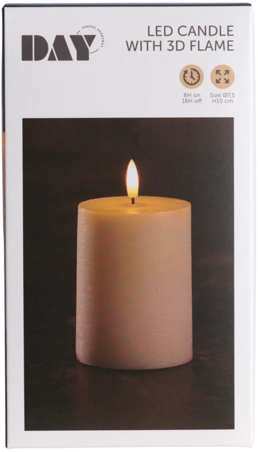 Dekorativ Belysning - Innendørs^DAY Kubbelys med 3D LED-flamme H10 cm
