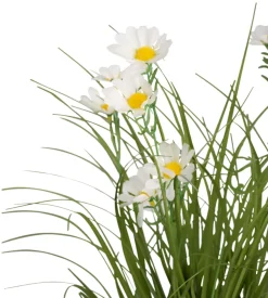 Kunstige Planter^ Kunstgress med margerittblomster 50 cm