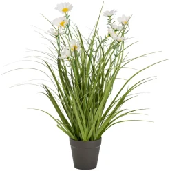 Kunstige Planter^ Kunstgress med margerittblomster 50 cm