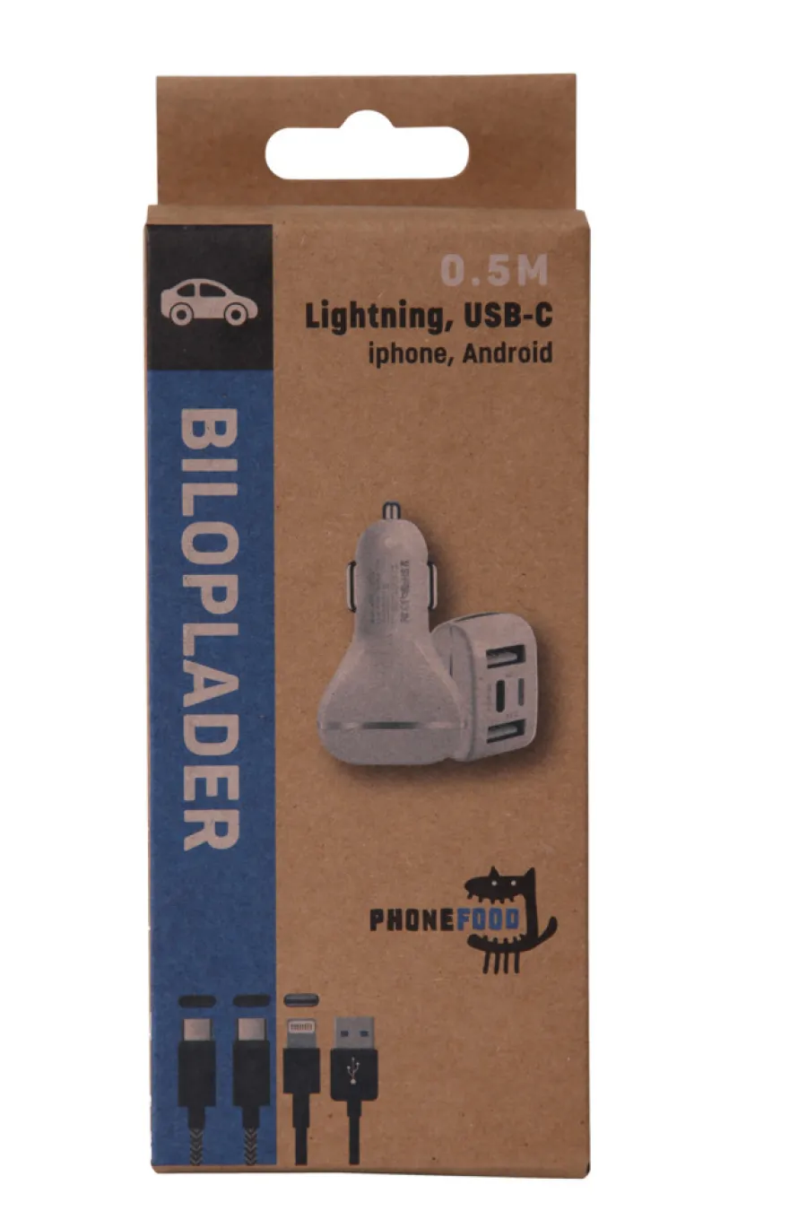 Kabler & Adaptere^PhoneFood Lader 12V til bilen med USB-C