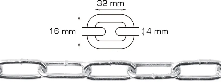 Kjettinger & Vaiere^Home it Langlenket kjetting 4 mm x 2 meter