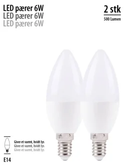 Led-Pærer^ LED-kertepærer 5 W E14 - 2 pk.