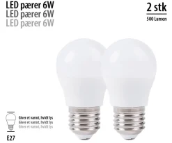 Led-Pærer^ LED-kronepærer 4,9 W E27 - 2-pk.