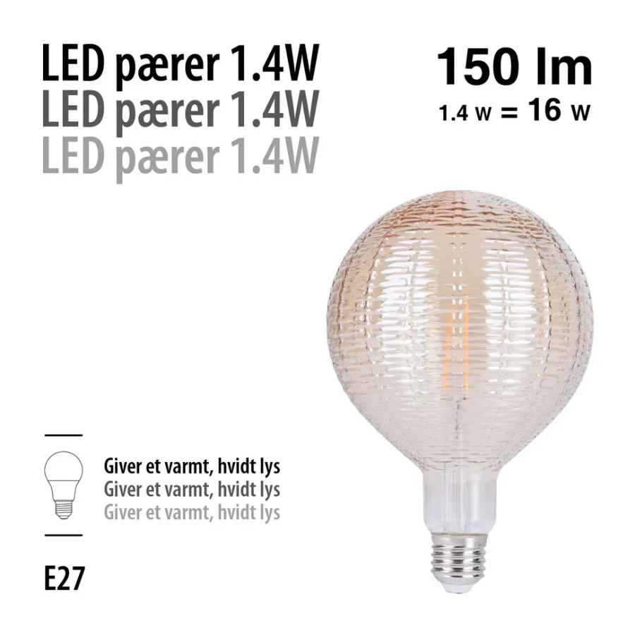 Led-Pærer^ LED-pære Dent Amber 1,4 W E27
