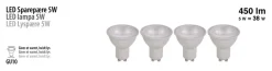 Led-Pærer^ LED spotpære GU10 5W SMD 4-pk