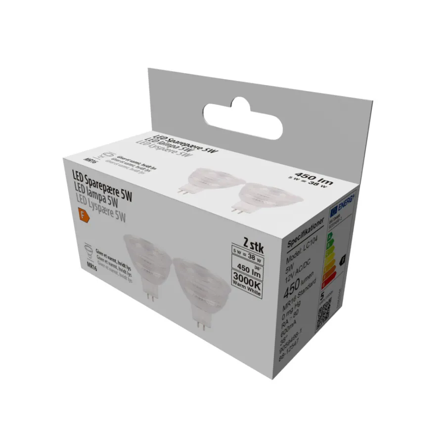 Led-Pærer^ LED-spotpære 5 W GU5,3 - 2-pk.