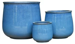 Krukker^Scan-Pot Leirpotter glasert 3-pk. Blå