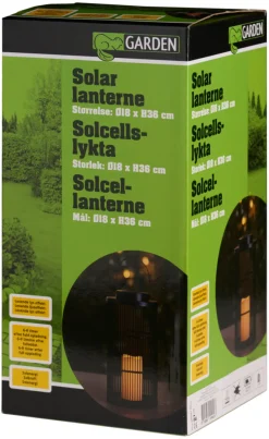 Solcellelamper^Garden Lykt med solcelle 18 x 18 x 36 cm - ® Svart