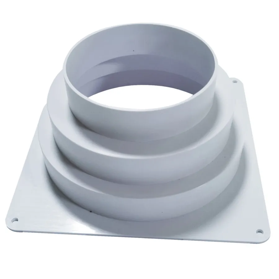 Ventilasjon^ Murflens til flexrør 175 x 175 mm Hvit