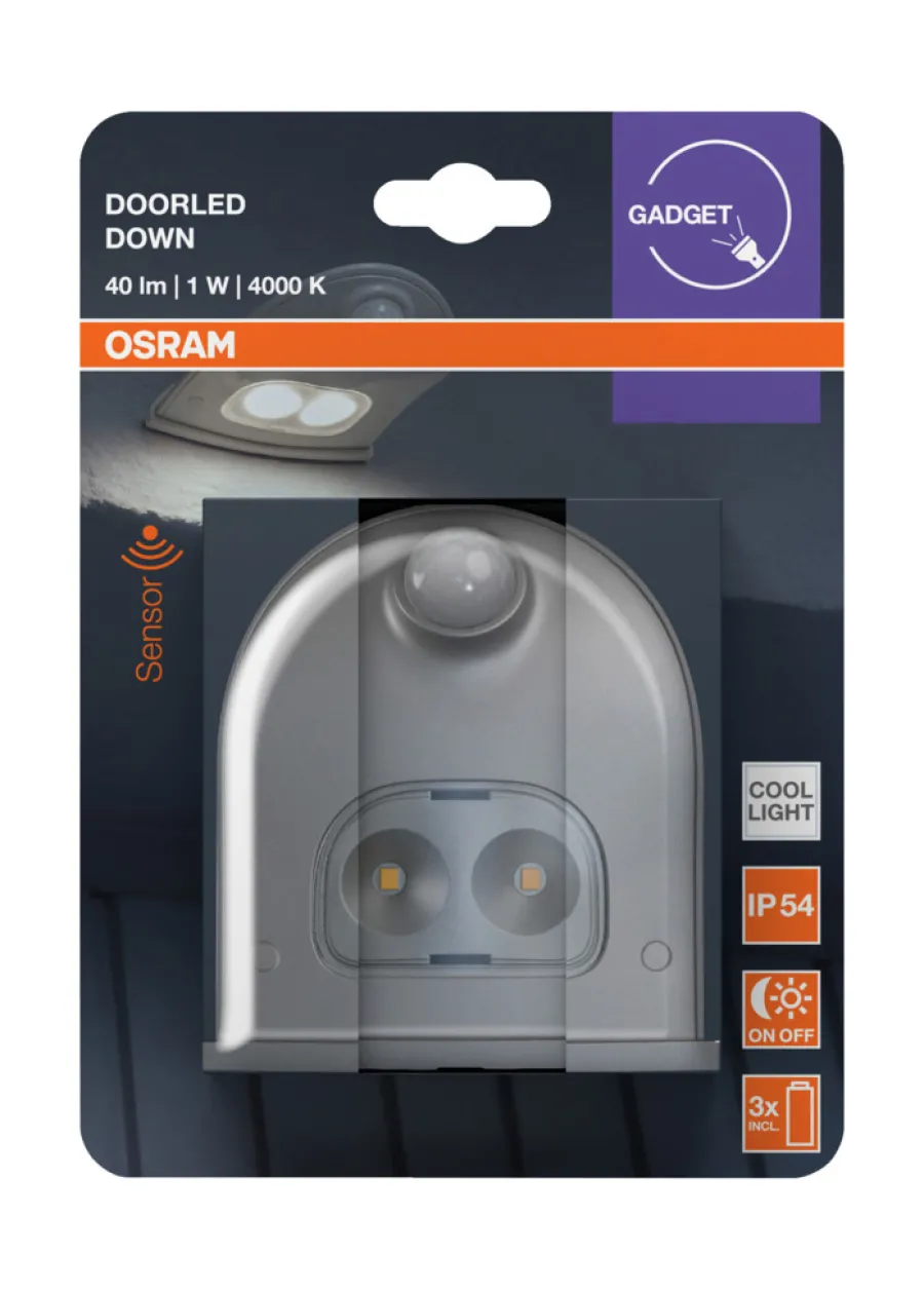 Sensorlamper^Osram DoorLED sensorlampe sølv batteri