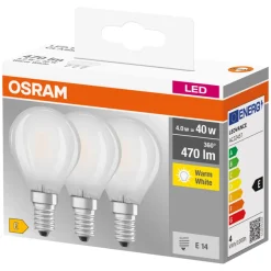 Led-Pærer^Osram LED Base kronepære E14 4W 3-pk