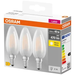 Led-Pærer^Osram LED Base mignon E14 4 W 3-pk
