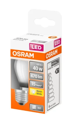 Led-Pærer^Osram LED Star Classic E27 matt kronepære 3,4 W