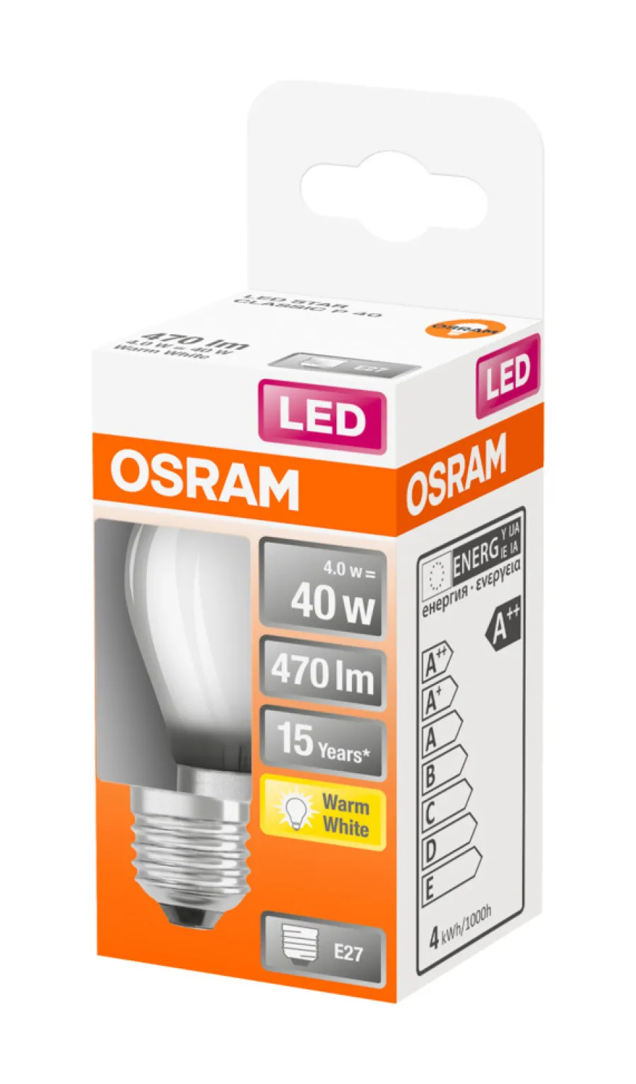 Led-Pærer^Osram LED Star Classic E27 matt kronepære 3,4 W