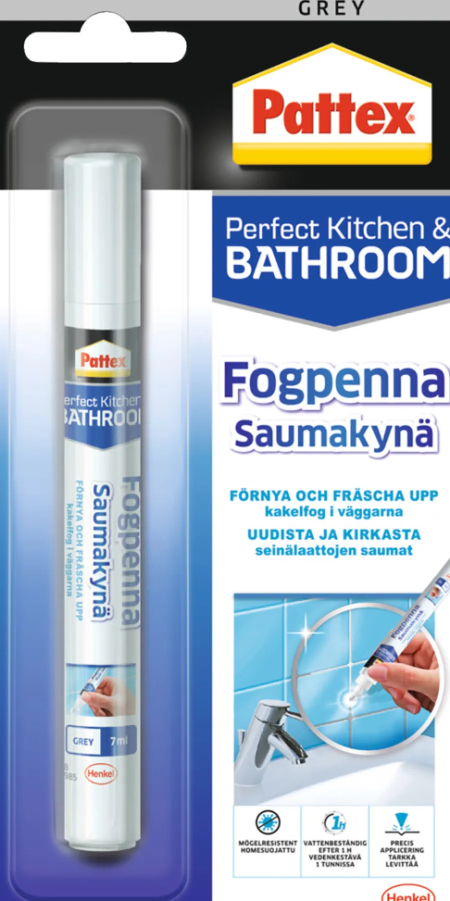 Rengjøringsmidler^Pattex Fugepenn grå 7 ml