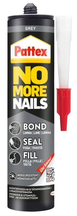 Monteringslim^Pattex No More Nails Bond-Seal-Fill 280 ml Grå