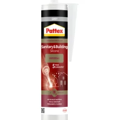 Silikon^Pattex sanitær- og byggsilikon grå 280 ml