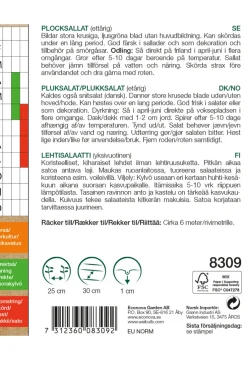 Økologiske Frø|Frø^Weibulls Plukksalat økologisk - Salad Bowl