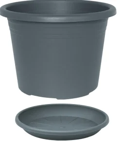 Krukker^ Potte Cylindro plast Ø30 cm Grå