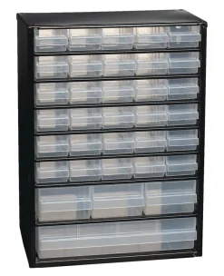 Verktøykasser|Oppbevaring^Raaco reol med skuffer stål/plast 30,6 x 42 x 15 cm Svart