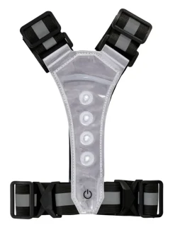 Sykkeltilbehør|Verneutstyr^Bikezone Refleksvest med LED svart/grå - Svart med grå refleksstriper