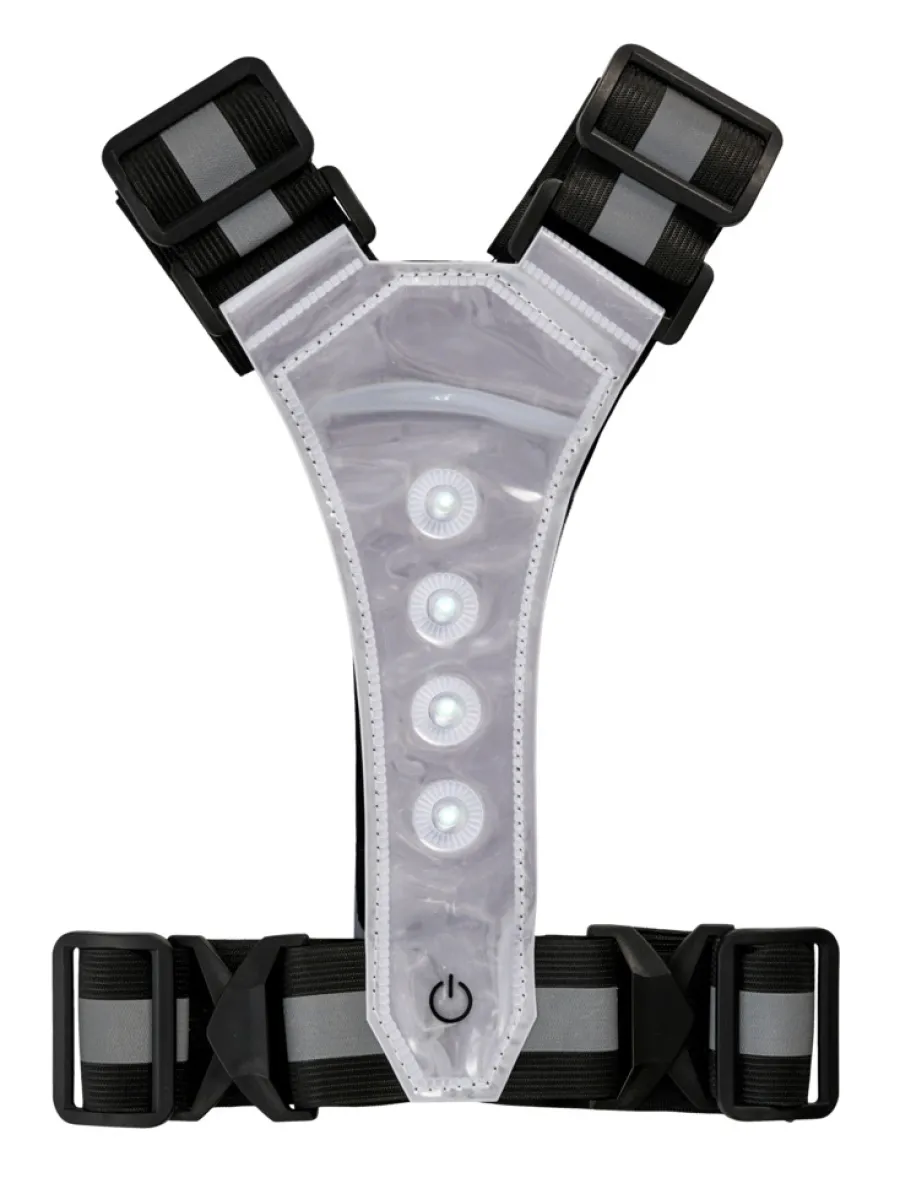 Sykkeltilbehør|Verneutstyr^Bikezone Refleksvest med LED svart/grå - Svart med grå refleksstriper