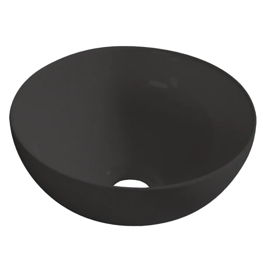 Servanter^ Rund servant i porselen frittstående/toppmontert Ø40 cm Svart