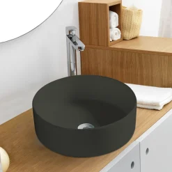 Servanter^ Rund servant i porselen frittstående/toppmontert Ø36 cm Svart