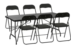 Telt & Campingmøbler|Hagebord^ Sammenleggbart bord metall/plast 180 x 75 cm Svart
