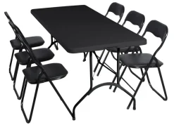 Telt & Campingmøbler|Hagebord^ Sammenleggbart bord metall/plast 180 x 75 cm Svart