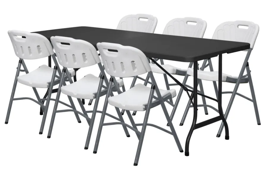 Telt & Campingmøbler|Hagebord^ Sammenleggbart bord metall/plast 180 x 75 cm Svart