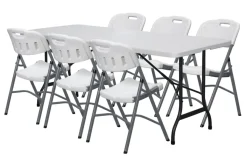 Telt & Campingmøbler|Hagebord^ Sammenleggbart bord stål/plast 180 x 75 cm Hvit