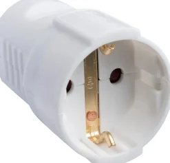 Grenuttak & Skjøteledninger^Elworks Skjøtekontakt nylon m/jord hvit