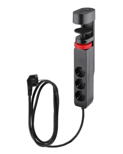 Grenuttak & Skjøteledninger^Elworks Skjøteledning 3-veis m/klemme, schuko, USB og bryter svart 1,4 m