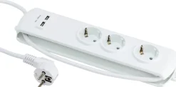 Grenuttak & Skjøteledninger^Elworks Skjøteledning 3-veis m/USB 1,4 meter
