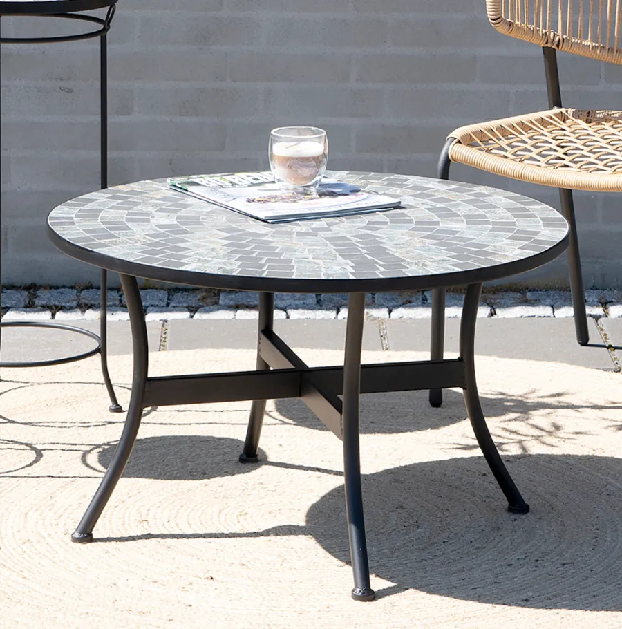 Hagebord|Loungemøbler^Sunlife Sofa/loungebord Rom mosaikk Ø76 cm - ® Multi/svart