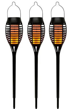 Lys & Hagedekorasjoner|Solcellelamper^Garden Solar 3-i-1 flammefakler LED 50 cm 3-pk. - ® Svart
