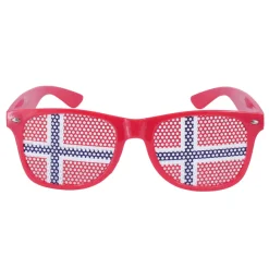 Supporterutstyr^ Solbriller med norsk flagg i rødt, hvitt og blått