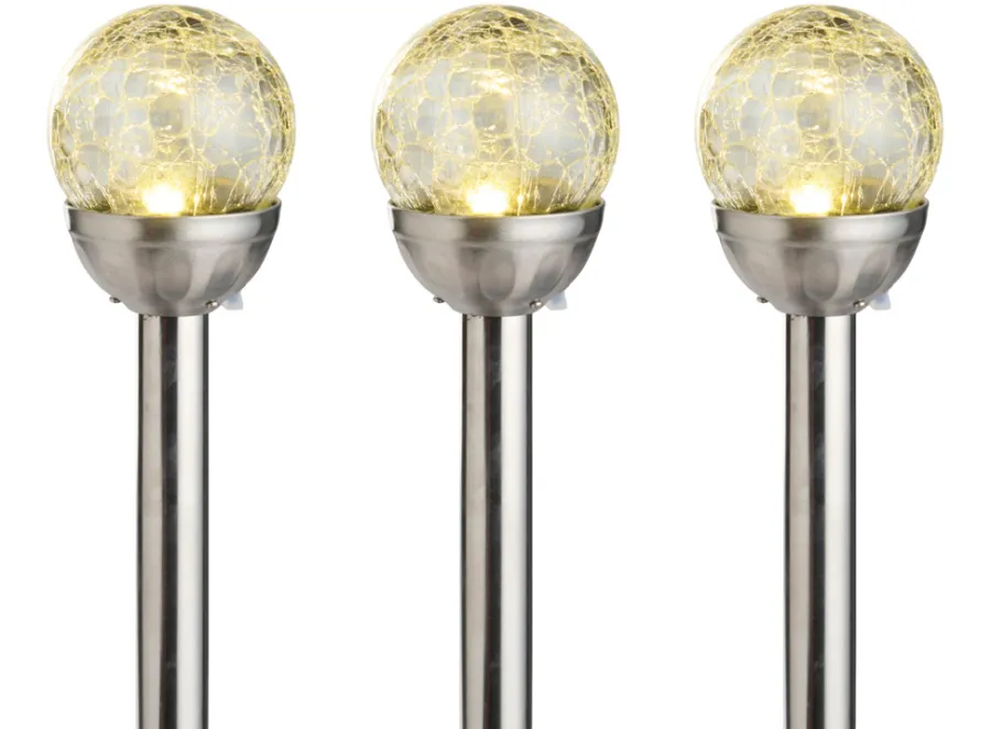 Lys & Hagedekorasjoner|Solcellelamper^Garden Solcellelamper Ø8 x H34 cm 3-pk. - ® Sølv