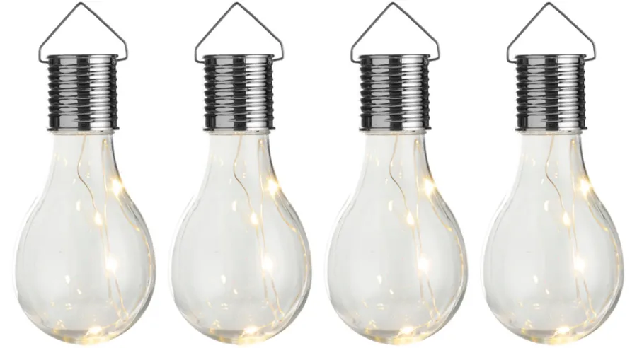 Lys & Hagedekorasjoner|Solcellelamper^Garden Solcellepærer plast Ø7,5 cm 4-pk. - ® Sølv