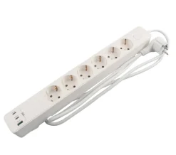 Grenuttak & Skjøteledninger^Elworks 6-stikkontakt schuko m/3 x USB PD65W 1,5 m –