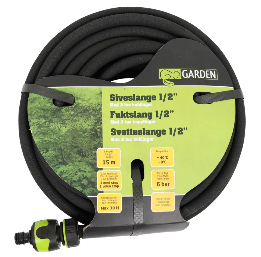 Hageslanger Og Tilbehør^Garden Svetteslange 1/2" med 2 Lux-koblinger 15 meter – ®