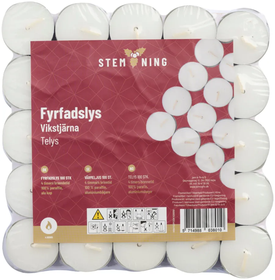 Dekorativ Belysning - Innendørs^Stemning Telys Ø3,7 cm 100 stk.