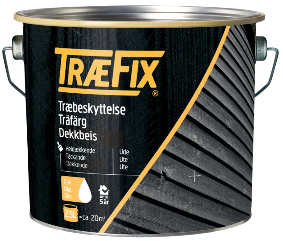 Trebeskyttelse^Træfix dekkbeis oljebasert 2,5 liter Hvit