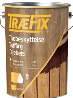 Trebeskyttelse^Træfix oljebeis transparent 5 liter Teak