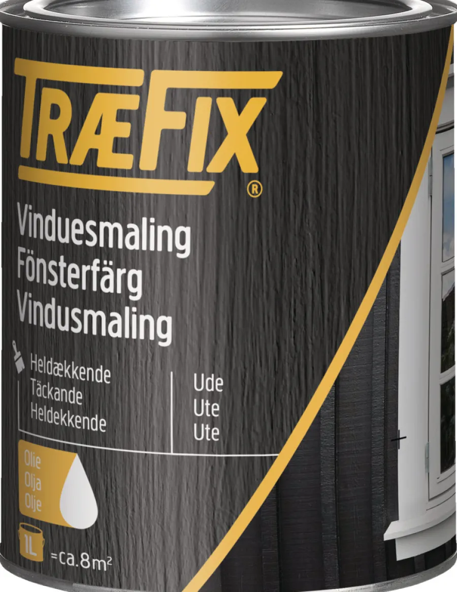 Vindusmaling^Træfix vindusmaling renhvit 1 liter RAL 9010 renhvit